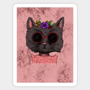 Funky Cat with flower crown Magnet